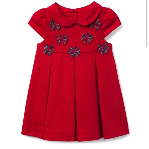 Janie and Jack Red Pleated Bow Dress Size 3-6 Months - Picture 1 of 6